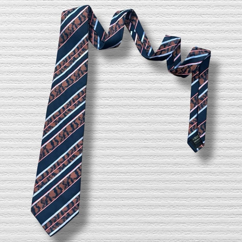 Croata BaN Necktie Textured Silk Polyester Pink Blue Orange Thick